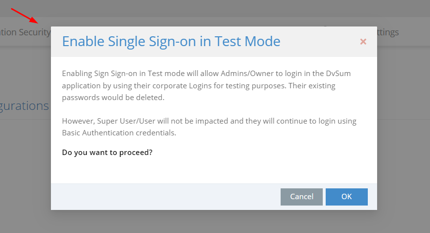 SSO toggle confirmation