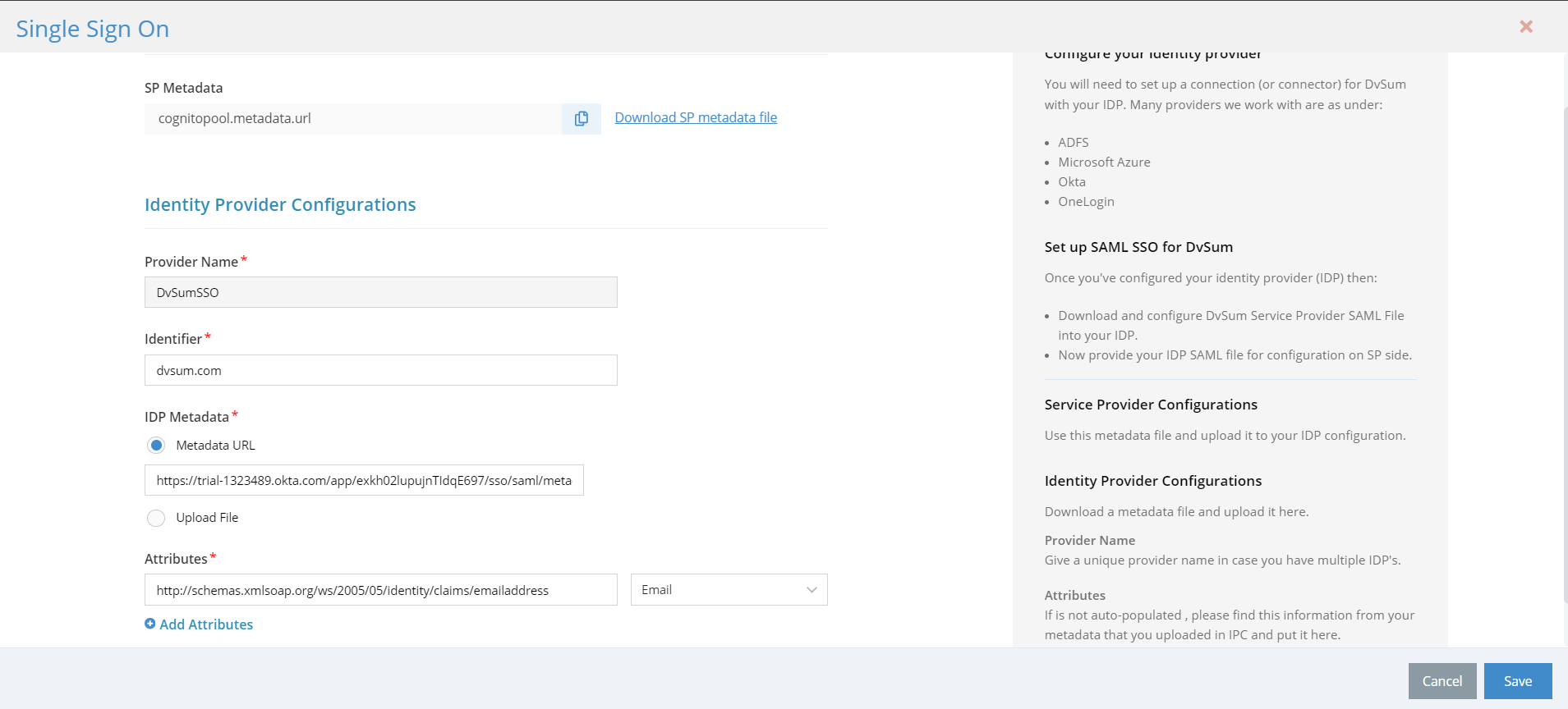 Add attribute form screenshot