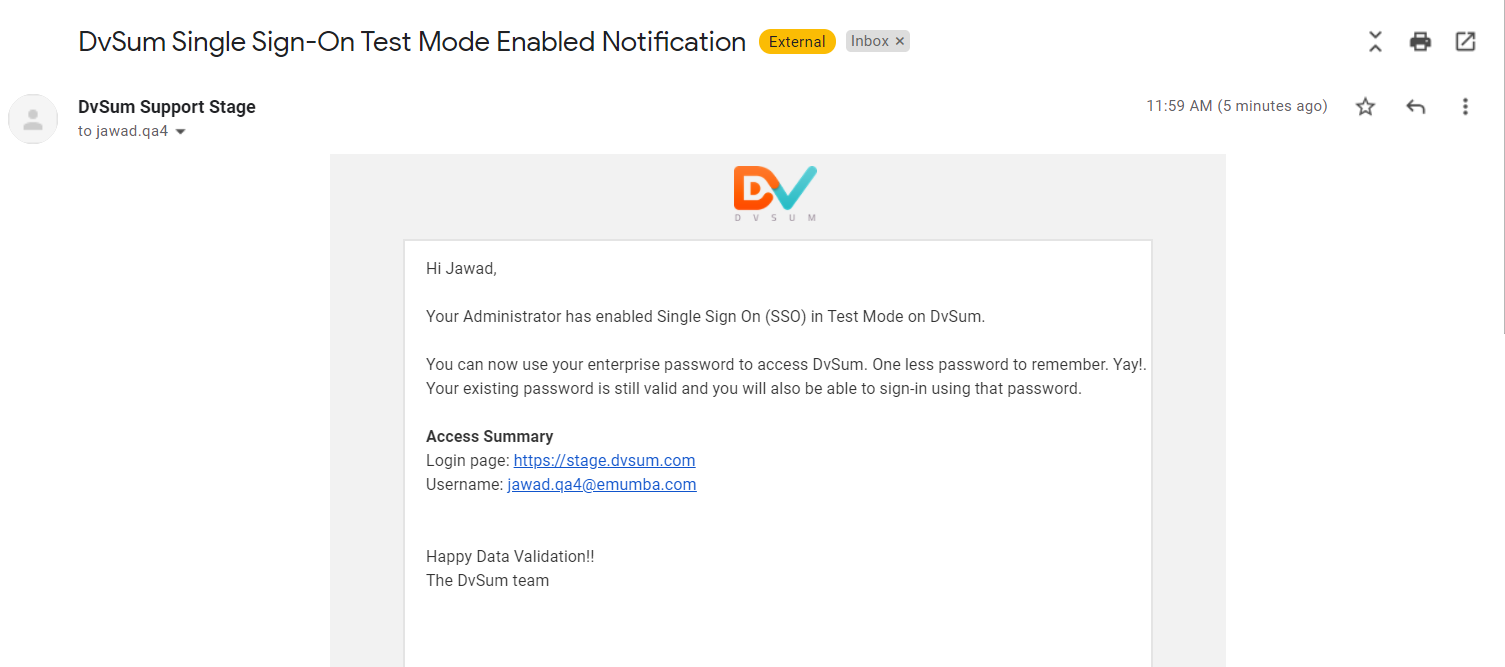 email notification screenshot